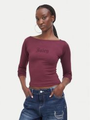 Juicy Couture Bluzka JCWCT226329 Bordowy Slim Fit. Czerwone bluzki damskie Juicy Couture, s, bez wzorów, bez kołnierzyka, bez ramiączek. Za 199.99 zł.