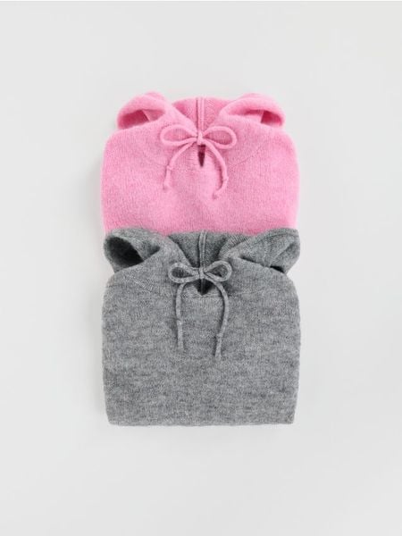 Sweter z kapturem z wełną - szary. Szare swetry klasyczne damskie Reserved, l, z dzianiny, bez kołnierzyka. W wyprzedaży za 69.99 zł.