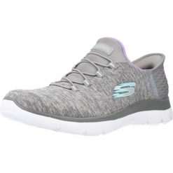 Buty SKECHERS SLIP-INS: SUMMITS- DAZZLING HAZE Szary. Szare trampki i tenisówki damskie Skechers, bez wzorów, z materiału. Za 299.99 zł.