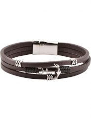 U.S. Polo Assn. Skórzana bransoletka w kolorze ciemnobrązowym rozmiar: onesize. Brązowe biżuteria dla mężczyzn U.S. Polo Assn., ze stali. Za 104.99 zł.