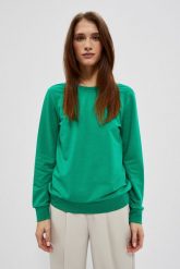 Bluza z dekoltem na plecach zielona. Zielone bluzy bez kaptura damskie MOODO, m, z bawełny. W wyprzedaży za 49.99 zł.