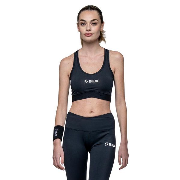 Top Siux Basic 26 Mujer. Czarne topy sportowe damskie SIUX, xs, bez wzorów, z materiału, bez ramiączek. Za 148.85 zł.