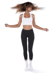 Athleas Top sportowy "Ania" w kolorze białym rozmiar: L/XL. Białe topy damskie Athleas, l, bez wzorów, z materiału, bez ramiączek. Za 86.99 zł.