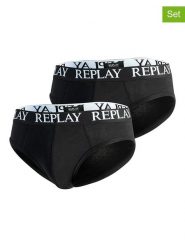 Replay Slipy (2 pary) w kolorze czarnym rozmiar: L. Czarne slipki męskie Replay, bez wzorów. Za 57.60 zł.