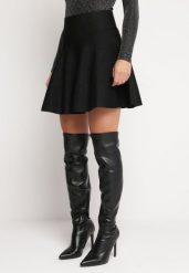Czarna Rozkloszowana Spódnica Mini z Metaliczną Nitką Traline. Czarne spódniczki damskie Born2be, s, bez wzorów, z tkaniny, mini, rozkloszowane. Za 84.99 zł.