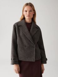 OPUS Kurtka przejściowa w kolorze ciemnobrązowym rozmiar: 36. Brązowe kurtki damskie Opus, bez wzorów, z wełny, bez kaptura. Za 304.99 zł.