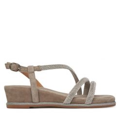 Sandały Alma En Pena. Brązowe sandały damskie Alma En Pena, bez wzorów, bez obcasa, na koturnie. Za 439.99 zł.