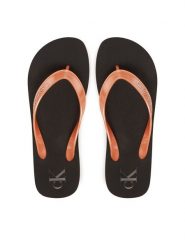 Calvin Klein Jeans Japonki Beach Sandal Monologo Tpu YW0YW01719 Złoty. Żółte klapki damskie Calvin Klein Jeans, bez wzorów, z jeansu, bez obcasa. Za 119.99 zł.