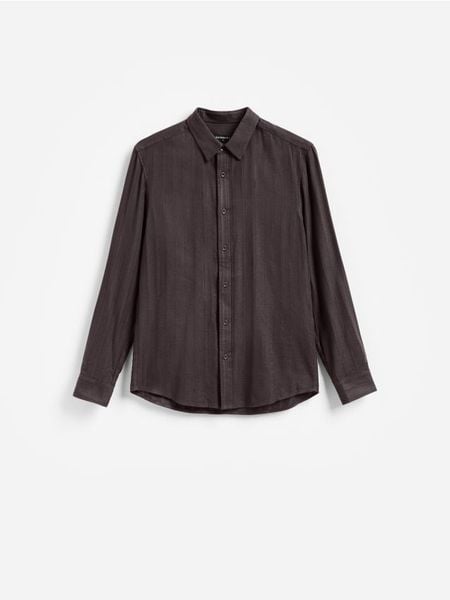 Koszula slim fit z bawełną - brązowy. Brązowe koszule męskie Reserved, l, bez wzorów, z bawełny, bez kołnierzyka, bez ramiączek. Za 119.99 zł.