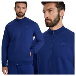 Bluza bejsbolówka bomberka męska 4F 4FWMM00TSWSM1463. Niebieskie bluzy z kapturem męskie 4f, m, z bawełny. Za 99.99 zł.