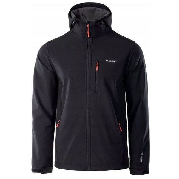 Kurtka męska Softshell Hi-Tec Caen - czarno-pomarańczowa, Rozmiar L. Brązowe kurtki męskie Hi-tec, l, bez wzorów, z polaru, bez kaptura. Za 154.99 zł.