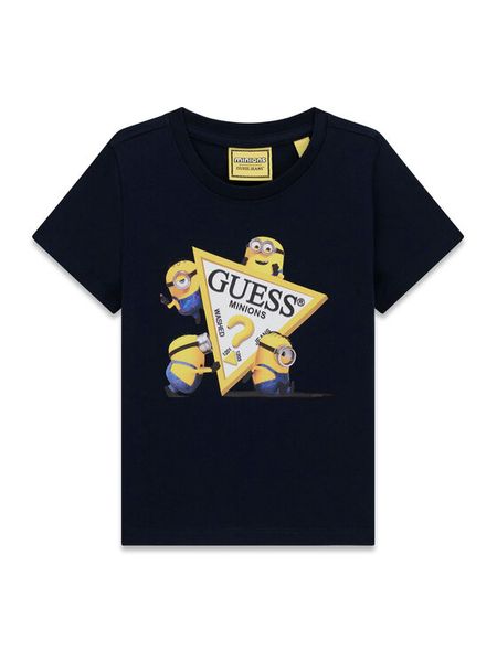 Guess Jeans T-Shirt N6YI28 K6652 Granatowy Regular Fit. Niebieskie t-shirty chłopięce Guess Jeans, z aplikacjami, z bawełny, bez ramiączek. Za 114.99 zł.