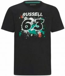T-shirt męski Mercedes-AMG Petronas F1 George Russell #63 czarny. Czarne t-shirty męskie 55PROTEC, m, bez wzorów, z bawełny, bez kołnierzyka. Za 203.99 zł.