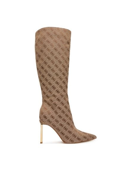 Guess Kozaki FLFCAY FAL11 Beżowy. Brązowe kozaki damskie Guess, z materiału, bez obcasa, na szpilce. Za 824.99 zł.