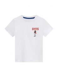 Guess T-Shirt N6YI23 3K3879 Biały Regular Fit. Białe t-shirty chłopięce Guess, z aplikacjami, z bawełny, bez ramiączek. Za 74.99 zł.