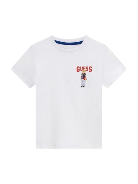 Guess T-Shirt N6YI23 3K3879 Biały Regular Fit. Białe t-shirty chłopięce Guess, z aplikacjami, z bawełny, bez ramiączek. Za 74.99 zł.