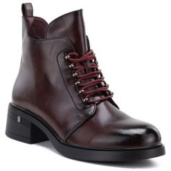 Botki damskie ocieplane na klocku bprdowe S.Barski HY62-8112. Botki damskie S.BARSKI, ze skóry ekologicznej, eleganckie, bez obcasa, bez zapięcia. Za 179.99 zł.