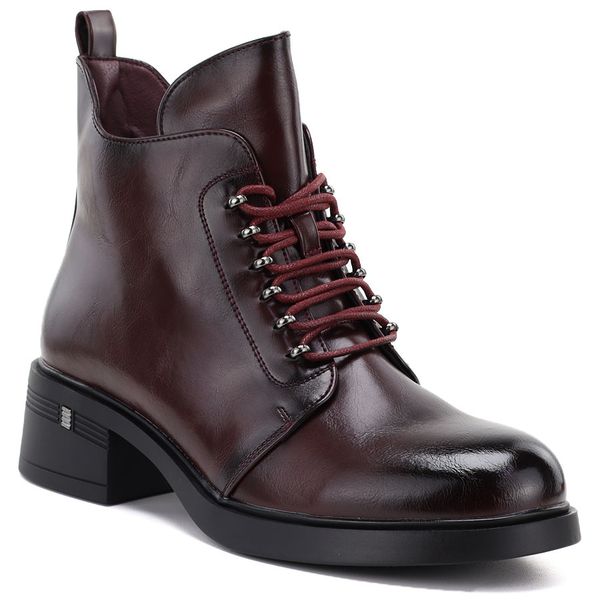 Botki damskie ocieplane na klocku bprdowe S.Barski HY62-8112. Botki damskie S.BARSKI, ze skóry ekologicznej, eleganckie, bez obcasa, bez zapięcia. Za 179.99 zł.