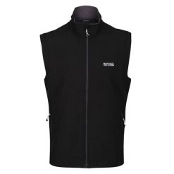 Męska Kamizelka Softshell Bradwell III. Czarne kurtki softshell damskie Regatta, l, bez wzorów, z softshellu, bez kaptura. Za 130.99 zł.