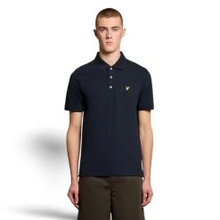 Zwykła koszulka polo Lyle & Scott. Niebieskie koszulki polo męskie LYLE AND SCOTT, l, bez wzorów, z bawełny, bez ramiączek. Za 244.50 zł.