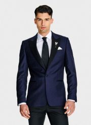 PAKO LORENTE - Granatowa żakardowa marynarka smokingowa. Marynarki męskie Pako Lorente, bez wzorów, z wełny. Za 2,499.99 zł.