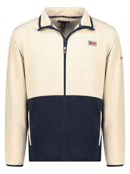 Geographical Norway Kurtka polarowa w kolorze kremowo-granatowym rozmiar: L. Brązowe kurtki męskie Geographical Norway, l, bez wzorów, z polaru, bez kaptura. Za 117.45 zł.