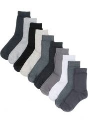 Skarpetki basic (10 par), bawełna organiczna. Szare skarpetki damskie bonprix, bez wzorów, z bawełny. Za 67.99 zł.