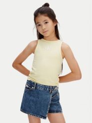 Calvin Klein Jeans Top LVCKSJB10G Żółty Slim Fit. Żółte spodnie dziewczęce Calvin Klein Jeans, z bawełny. Za 109.99 zł.