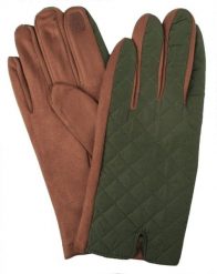 Eleganckie Pikowane Rękawiczki Męskie - Zieleń i Jasny Brąz. Zielone rękawiczki męskie Em men's accessories, na jesień, bez wzorów, z bawełny. Za 99.00 zł.