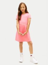 Tommy Hilfiger Sukienka codzienna KG0KG09149 Różowy jasny Regular Fit. Czerwone sukienki dziewczęce Tommy Hilfiger, bez wzorów, z syntetyku, bez ramiączek. Za 269.99 zł.