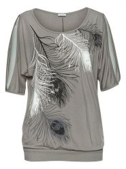 LASCANA Koszulka w kolorze szarym rozmiar: 40/42. Szare t-shirty damskie Lascana, bez wzorów, z wiskozy, bez kołnierzyka. Za 71.40 zł.