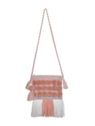BLE Torebka w kolorze biało-jasnoróżowym - 26 x 23 cm rozmiar: onesize. Białe torebki klasyczne damskie BLE, z aplikacjami, z materiału, bez dodatków. Za 79.95 zł.