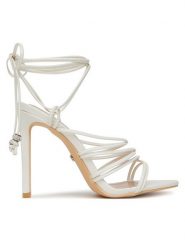 DeeZee Sandały FA05-3492-S1 Biały. Białe sandały damskie DeeZee, bez wzorów, z materiału, bez obcasa, na szpilce. Za 139.99 zł.