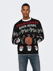ONLY & SONS Sweter w kolorze czarnym rozmiar: M. Czarne swetry męskie Only & Sons, m, bez wzorów, bez kołnierzyka. Za 74.81 zł.