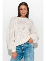Numinou Sweter w kolorze kremowym rozmiar: onesize. Brązowe swetry klasyczne damskie Numinou, z wełny, bez kołnierzyka. Za 96.60 zł.