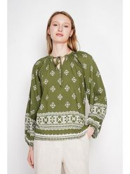 ASSUILI Bluzka w kolorze khaki rozmiar: 42. Brązowe bluzki damskie Assuili, bez wzorów, bez kołnierzyka, bez ramiączek. Za 121.99 zł.