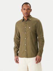 Guess Koszula F6GH06 WG3L0 Zielony Regular Fit. Zielone koszule męskie Guess, l, z aplikacjami, ze lnu, bez kołnierzyka, bez ramiączek. Za 369.99 zł.