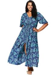 Aller Simplement Sukienka w kolorze granatowo-błękitnym rozmiar: 50/52. Niebieskie sukienki damskie Aller Simplement, bez wzorów, bez kołnierzyka, bez ramiączek, maxi. Za 202.98 zł.