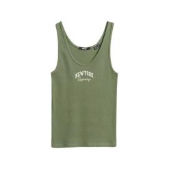 Damski wzorzysty tank top Superdry Athletic Essentials. Zielone topy sportowe damskie Superdry., l, z aplikacjami, prążkowane, bez ramiączek. Za 111.35 zł.