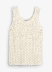 Top dzianinowy. Czarne topy damskie bonprix, bez wzorów, z bawełny, bez kołnierzyka. Za 77.99 zł.