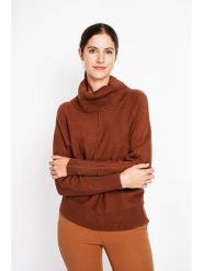 ASSUILI Sweter w kolorze jasnobrązowym rozmiar: 40. Brązowe golfy damskie Assuili, bez wzorów, bez ramiączek. Za 113.99 zł.