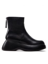 DeeZee Botki ZALY8813-8 Czarny. Czarne botki damskie DeeZee, ze skóry, bez obcasa, na koturnie, bez zapięcia. Za 259.99 zł.