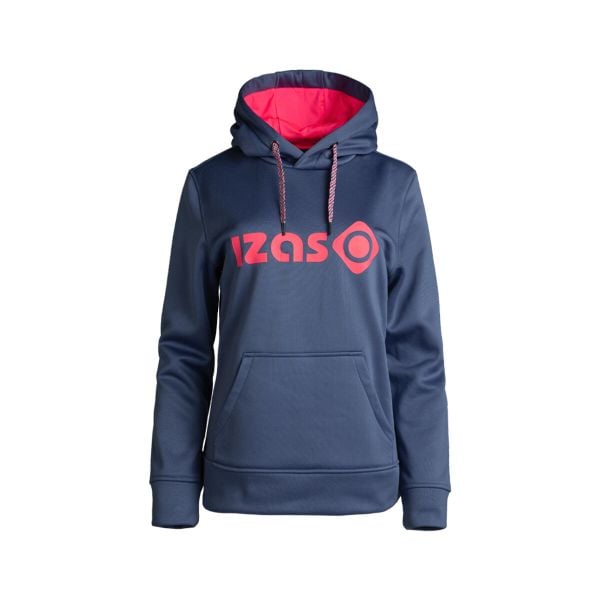 Bluza damska DUERO W V4 z regulowanym kapturem, logo i kieszenią z przodu. Czerwone bluzy z kapturem damskie IZAS, l, z dresówki. Za 182.57 zł.
