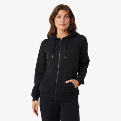 Sweter treningowy Kobieta Swedemount Move Soft Full Zip Hood szybkoschnąca. Czarne golfy damskie SWEDEMOUNT, l, bez wzorów, z materiału, bez ramiączek. Za 179.99 zł.
