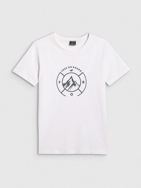 4F Koszulka w kolorze białym rozmiar: L. Białe bluzki damskie 4f, l, bez wzorów, z bawełny, bez kołnierzyka. Za 57.33 zł.