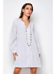 H.H.G. Sukienka w kolorze białym rozmiar: S. Białe sukienki damskie H.H.G., s, bez wzorów, z bawełny, bez kołnierzyka, bez ramiączek, mini. Za 57.06 zł.