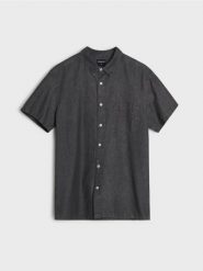 Bawełniana koszula z krótkim rękawem - szary. Szare koszule męskie Sinsay, l, bez wzorów, z bawełny, bez kołnierzyka, bez ramiączek. Za 49.99 zł.