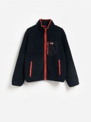 Polarowa bluza ze stójką - granatowy. Niebieskie bluzy bez kaptura męskie Reserved, l, z polaru. Za 139.99 zł.
