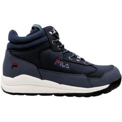 Buty Fila Alpha mid FFM0168 53246 niebieskie. Niebieskie buty sportowe na co dzień męskie ze skóry, bez zapięcia. Za 470.31 zł.