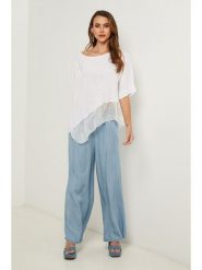 Fleur de Lin Bluzka w kolorze białym rozmiar: XL. Białe bluzki damskie Fleur de Lin, xl, bez wzorów, ze lnu, z asymetrycznym kołnierzem, bez ramiączek. Za 203.95 zł.